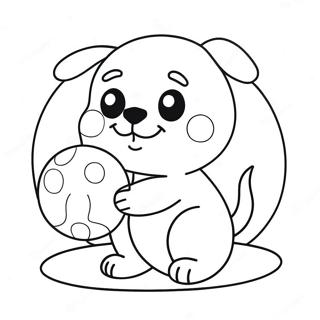 Pagina Para Colorear De Lindo Cachorro Kawaii Jugando Con Una Pelota 10708-8784