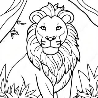 Pagina Para Colorear De Un Majestuoso Leon En La Jungla 10878-8917