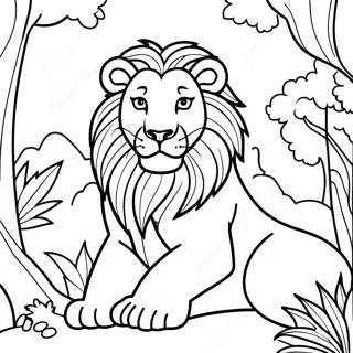 Pagina Para Colorear De Un Majestuoso Leon En La Jungla 10878-8919