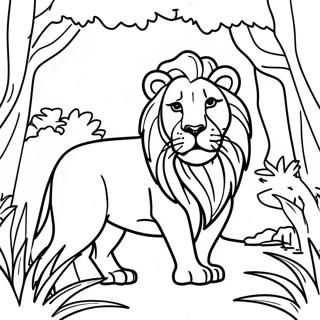 Pagina Para Colorear De Un Majestuoso Leon En La Jungla 10878-8920