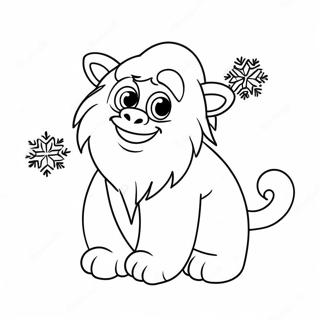 Pagina Para Colorear De Yeti Lindo Con Copos De Nieve 10998-9013