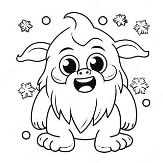 Pagina Para Colorear De Yeti Lindo Con Copos De Nieve 10998-9016