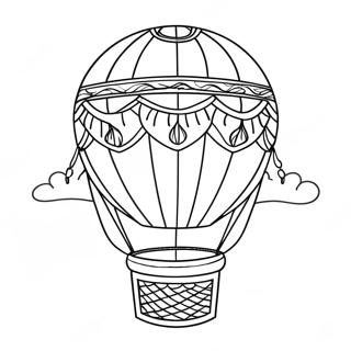 Pagina Para Colorear De Un Globo Aerostatico Colorido En El Cielo 11148-9141