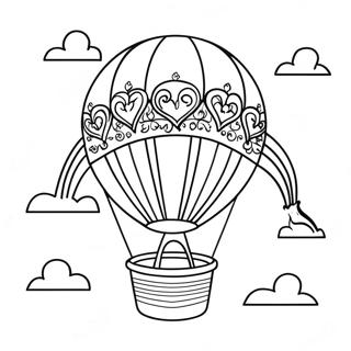 Pagina Para Colorear De Un Globo Aerostatico Colorido En El Cielo 11148-9144