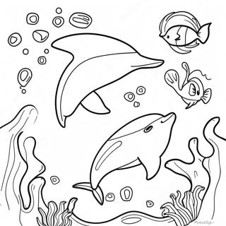 Pagina Para Colorear De Un Delfin Realista Nadando En El Oceano 11327-9284