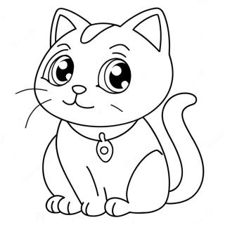 Pagina Para Colorear De Gato Anime Lindo Con Ojos Grandes 11478-9406