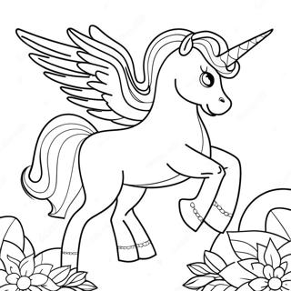 Pagina Para Colorear De Unicornio Majestuoso Con Alas Brillantes 11558-9471