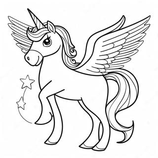 Pagina Para Colorear De Unicornio Majestuoso Con Alas Brillantes 11558-9472