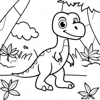 Pagina Para Colorear De Velociraptor Bonito Jugando En La Selva 1172-937