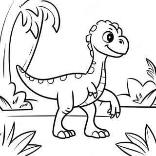 Pagina Para Colorear De Velociraptor Bonito Jugando En La Selva 1172-938