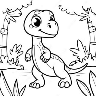 Pagina Para Colorear De Velociraptor Bonito Jugando En La Selva 1172-939