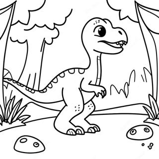 Pagina Para Colorear De Velociraptor Bonito Jugando En La Selva 1172-940