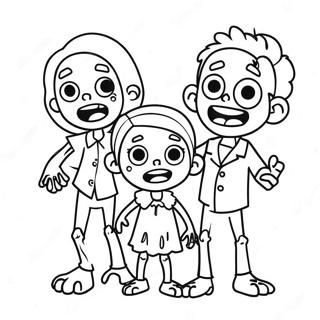 Pagina Para Colorear De La Linda Familia Zombie 12048-9864