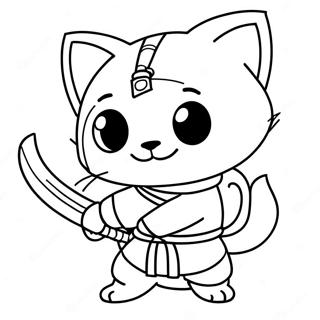 Pagina Para Colorear De Un Gato Ninja Aventurero En Accion 12198-9981