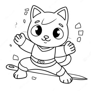 Pagina Para Colorear De Un Gato Ninja Aventurero En Accion 12198-9982