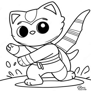 Pagina Para Colorear De Un Gato Ninja Aventurero En Accion 12198-9983