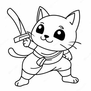 Pagina Para Colorear De Un Gato Ninja Aventurero En Accion 12198-9984