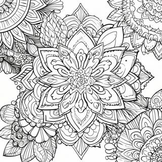 Pagina Para Colorear De Mandala Floral En Escala De Grises Detallada 12537-10427