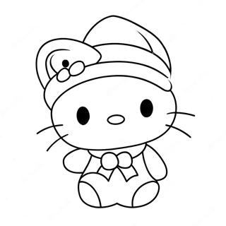 Pagina Para Colorear De Hello Kitty Con Gorro De Santa 12628-10511