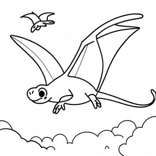 Pagina Para Colorear De Un Pterodactilo Volando En El Cielo 12678-10549