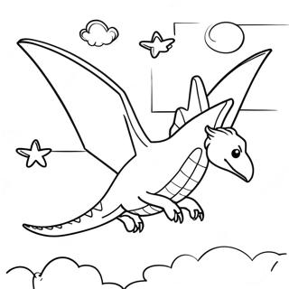 Pagina Para Colorear De Un Pterodactilo Volando En El Cielo 12678-10550