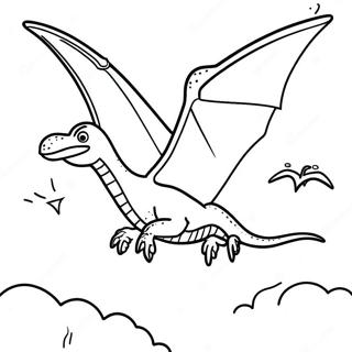 Pagina Para Colorear De Un Pterodactilo Volando En El Cielo 12678-10552