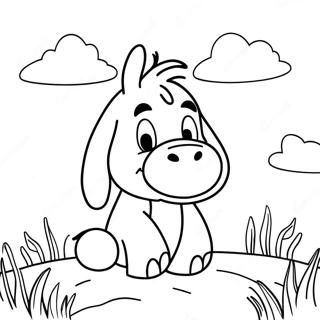 Pagina Para Colorear De Eeyore Bajo Un Cielo Lluvioso 1282-1028