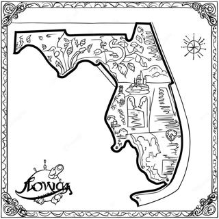 Pagina Para Colorear Del Mapa Del Estado De Florida 12857-10688