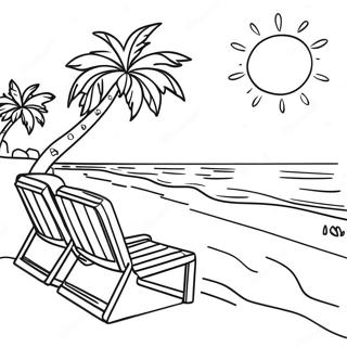 Pagina Para Colorear De La Escena De La Playa Soleada De Florida 12858-10692