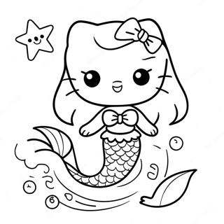 Pagina Para Colorear De Hello Kitty Sirena Linda Con Estrella De Mar 13048-10841