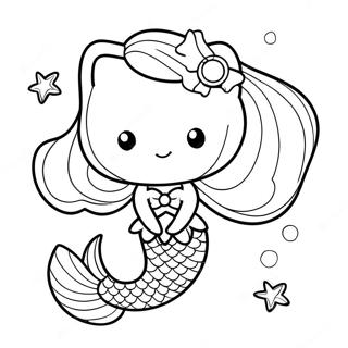 Pagina Para Colorear De Hello Kitty Sirena Linda Con Estrella De Mar 13048-10842