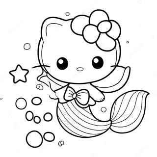 Pagina Para Colorear De Hello Kitty Sirena Linda Con Estrella De Mar 13048-10843