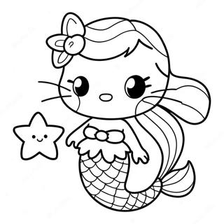 Pagina Para Colorear De Hello Kitty Sirena Linda Con Estrella De Mar 13048-10844