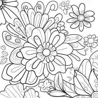 Pagina Para Colorear De Flores Vibrantes De Arte Pop 13278-11025