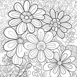 Pagina Para Colorear De Flores Vibrantes De Arte Pop 13278-11028