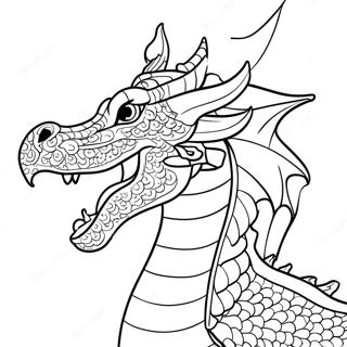 Pagina Para Colorear De Un Dragon Majestuoso Que Echa Fuego 13328-11065