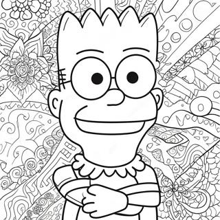 Pagina Para Colorear De Bart Simpson Psicodelico Con Patrones Groovy 13438-11153