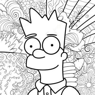 Pagina Para Colorear De Bart Simpson Psicodelico Con Patrones Groovy 13438-11154