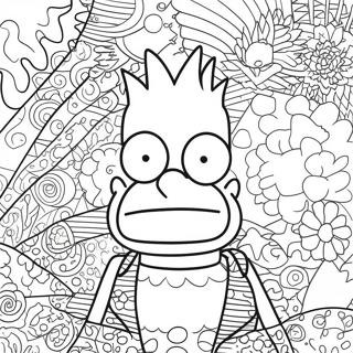 Pagina Para Colorear De Bart Simpson Psicodelico Con Patrones Groovy 13438-11155