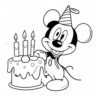 Pagina Para Colorear De Mickey Mouse Con Pastel De Cumpleanos 13579-11257