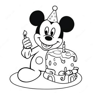 Pagina Para Colorear De Mickey Mouse Con Pastel De Cumpleanos 13579-11258