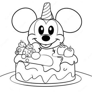 Pagina Para Colorear De Mickey Mouse Con Pastel De Cumpleanos 13579-11259