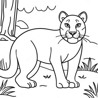 Pagina Para Colorear De Puma Majestuoso En La Naturaleza 13629-11297