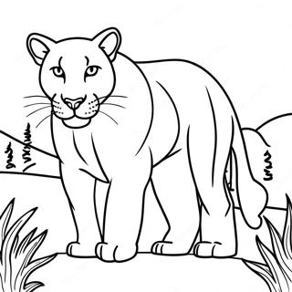 Pagina Para Colorear De Puma Majestuoso En La Naturaleza 13629-11299