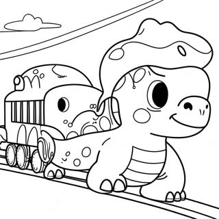 Pagina Para Colorear De Aventura Colorida En El Tren Dinosaurio 13639-11305