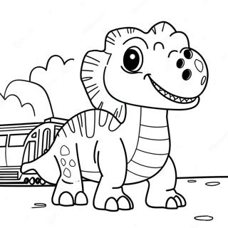 Pagina Para Colorear De Aventura Colorida En El Tren Dinosaurio 13639-11306