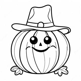 Pagina Para Colorear De Calabaza Sonriente Con Sombrero 13709-11362