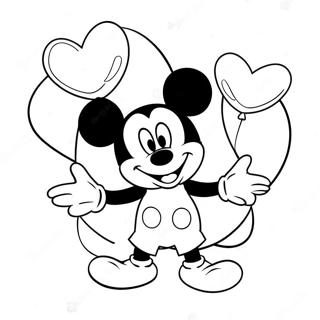 Pagina Para Colorear De Mickey Mouse Sosteniendo Globos En Forma De Corazon 13739-11385