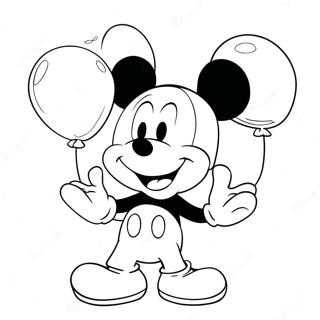 Pagina Para Colorear De Mickey Mouse Sosteniendo Globos En Forma De Corazon 13739-11386