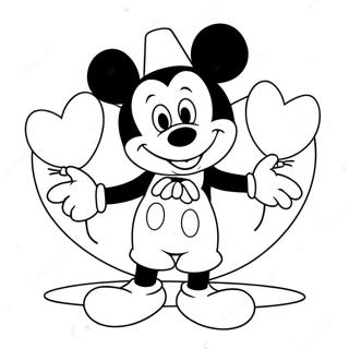 Pagina Para Colorear De Mickey Mouse Sosteniendo Globos En Forma De Corazon 13739-11387